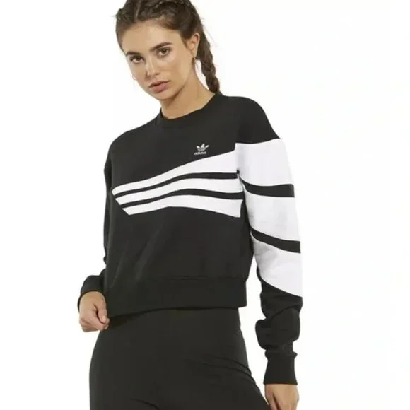 Adidas Originals Sewn Stripe Crop Sweater - Picture 2 of 15